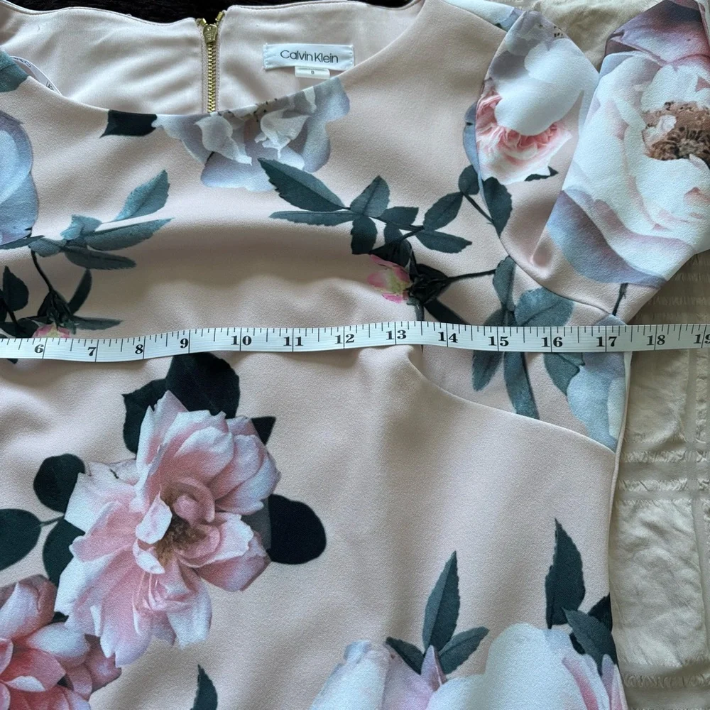 Calvin Klein Floral Bell Sleeve Dress Size 8 - Picture 10 of 13